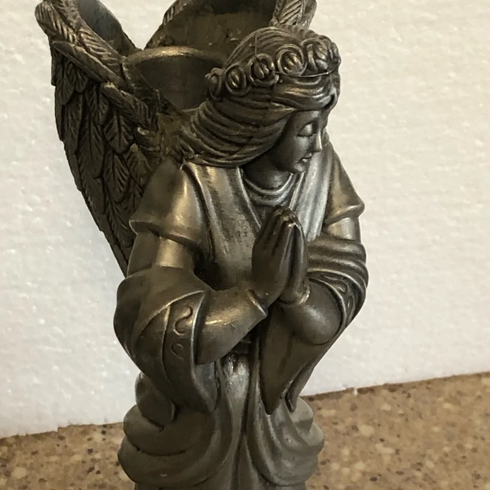 Pewter Pair of Praying Angels Right And Left  Set
